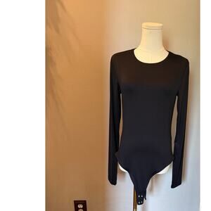American Tall Large Long Sleeve Black Body Suit Crew Neck